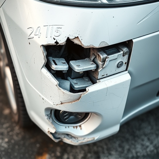 damaged car bumper