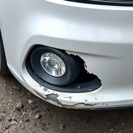 damaged car bumper