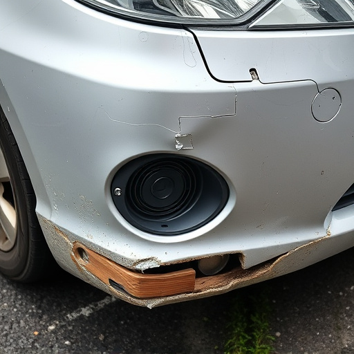damaged car bumper