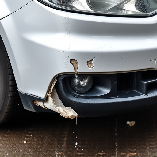 damaged car bumper