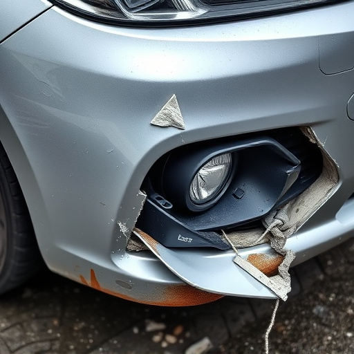damaged car bumper