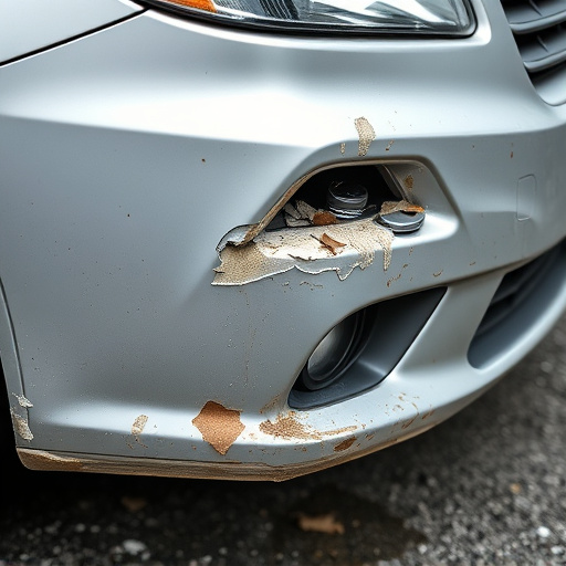 damaged car bumper