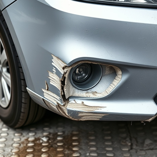 damaged car bumper