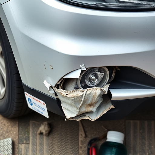 damaged car bumper