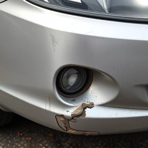 damaged car bumper