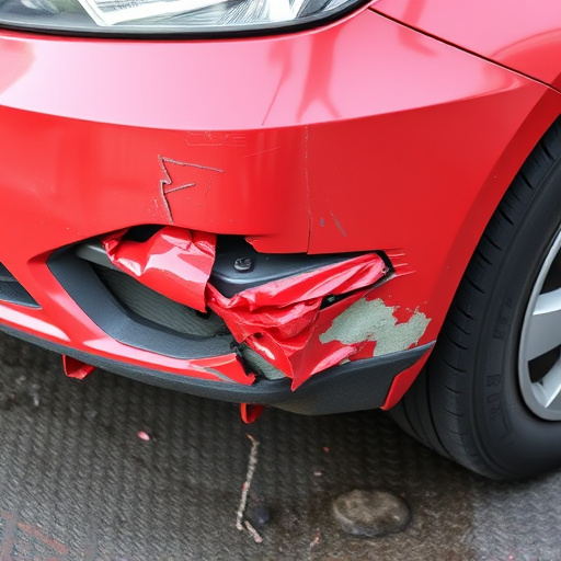 damaged car bumper