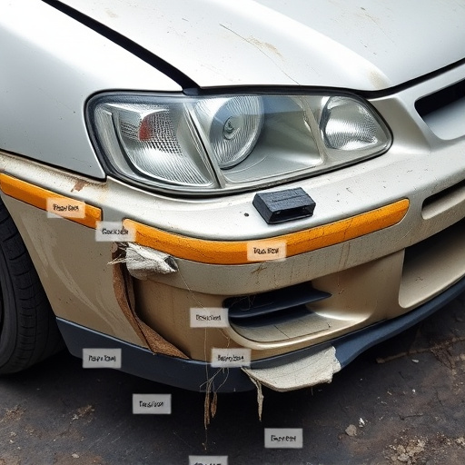 damaged car bumper