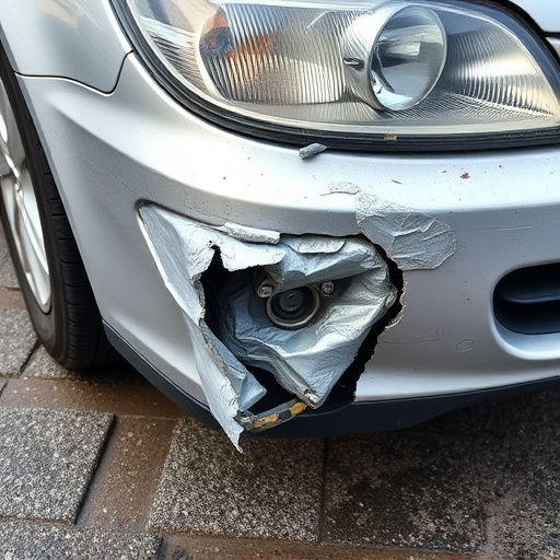 damaged car bumper