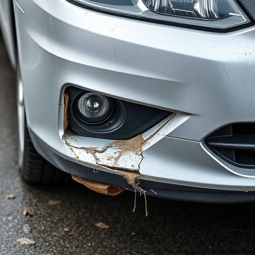 damaged car bumper