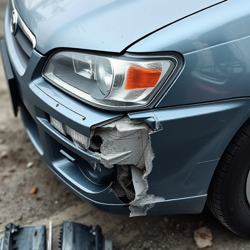 damaged car bumper