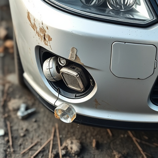 damaged car bumper