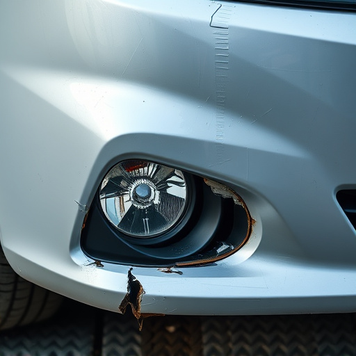 damaged car bumper