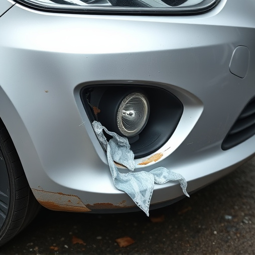 damaged car bumper