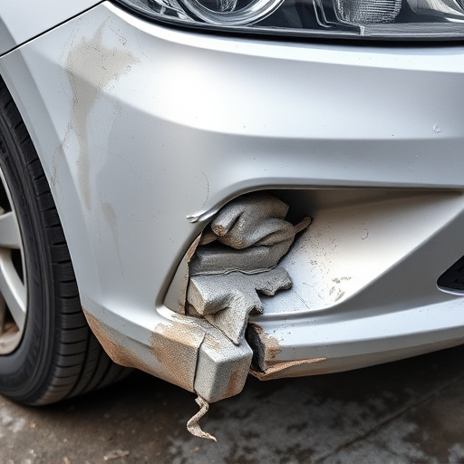 damaged car bumper