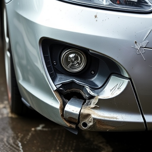damaged car bumper