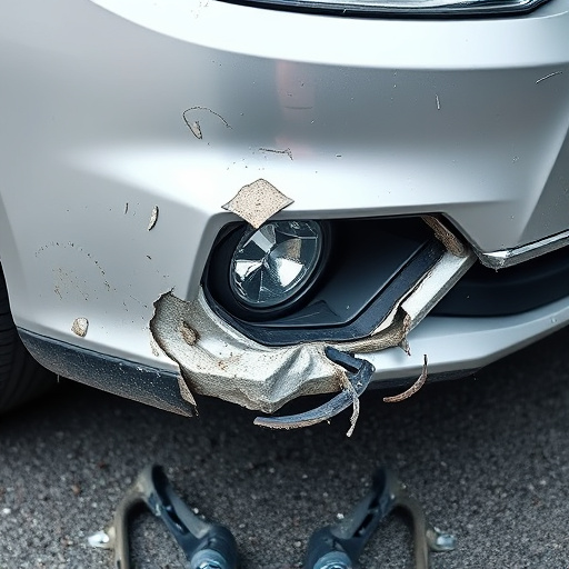 damaged car bumper