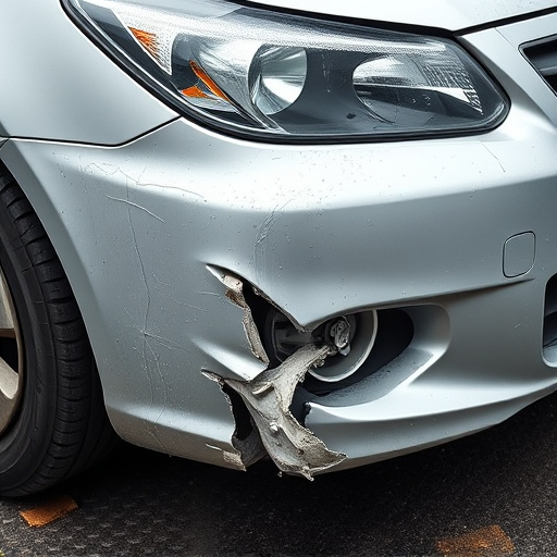 damaged car bumper