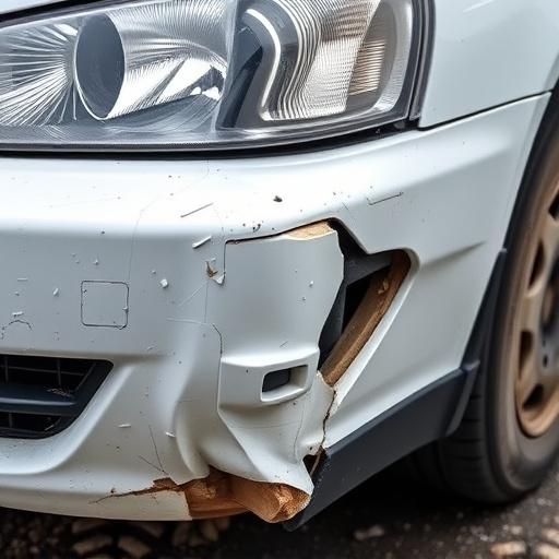 damaged car bumper