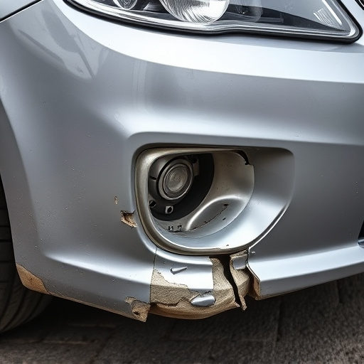 damaged car bumper