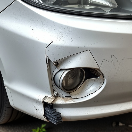 damaged car bumper
