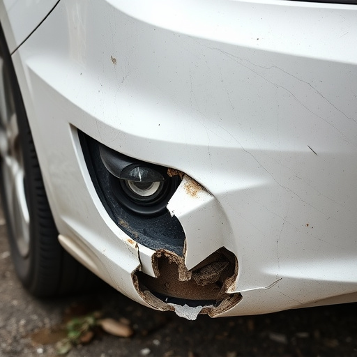 damaged car bumper