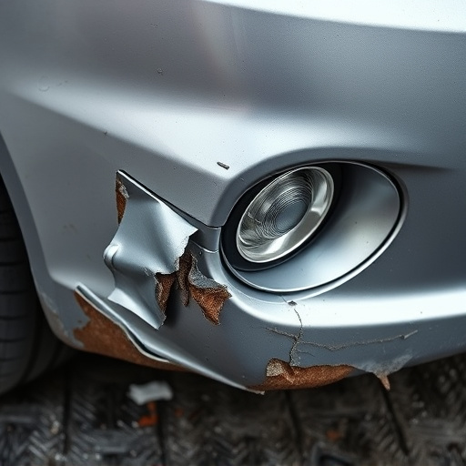 damaged car bumper