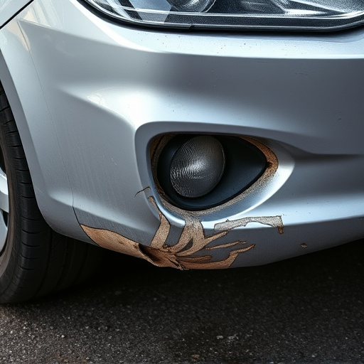 damaged car bumper
