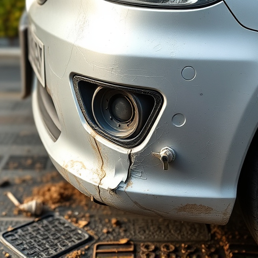 damaged car bumper