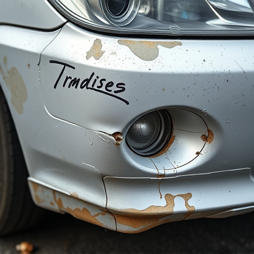 damaged car bumper