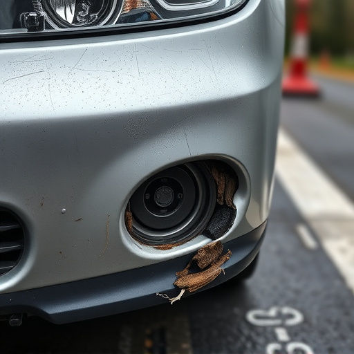 damaged car bumper