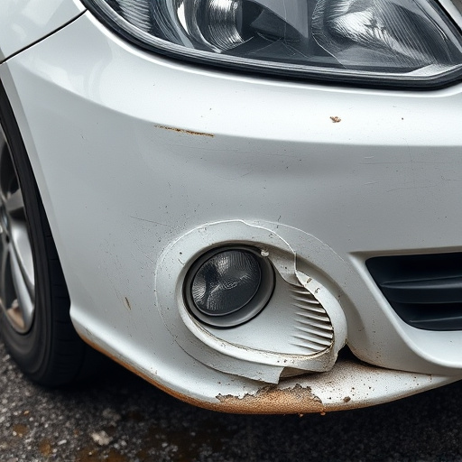 damaged car bumper