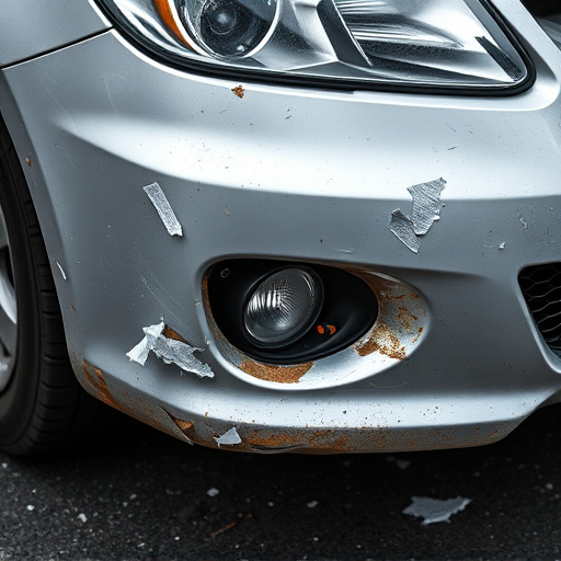 damaged car bumper