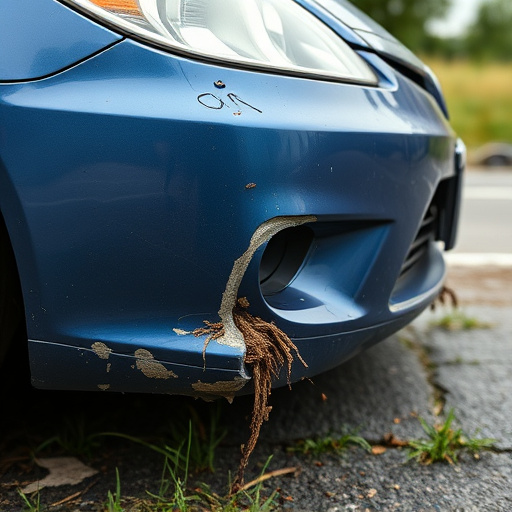 damaged car bumper