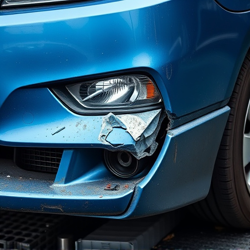 damaged car bumper