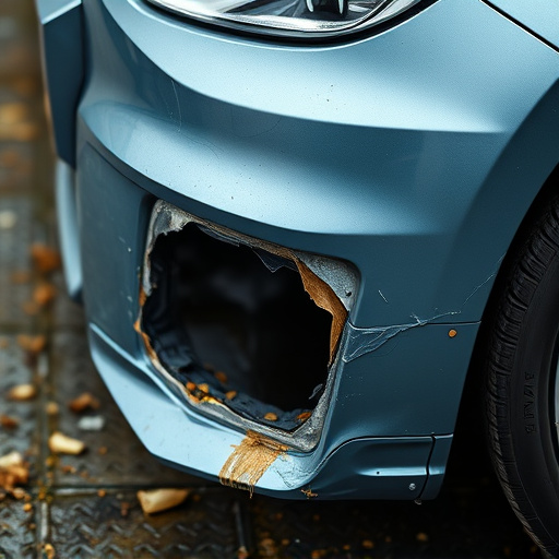 damaged car bumper