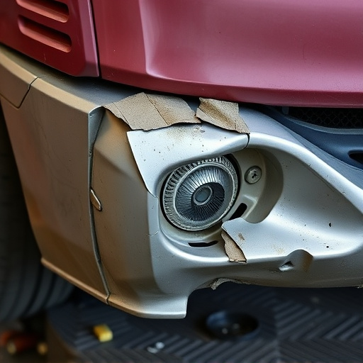 damaged car bumper