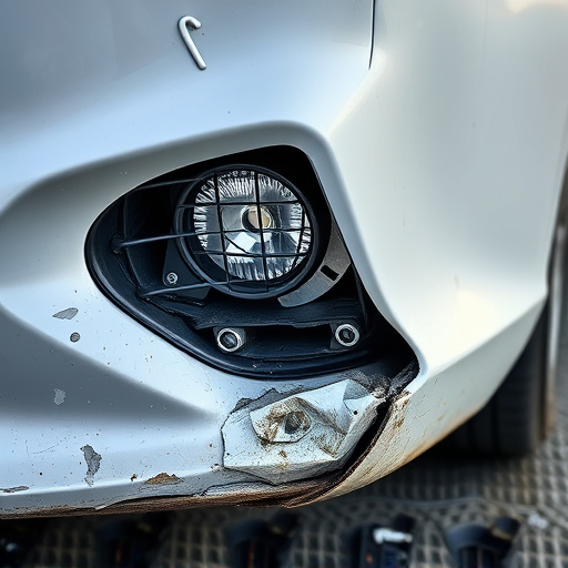 damaged car bumper