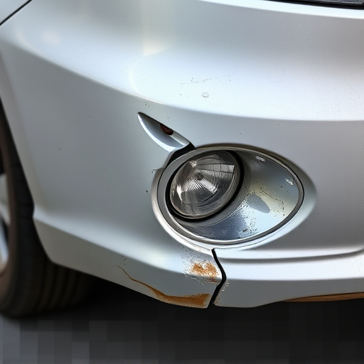 damaged car bumper