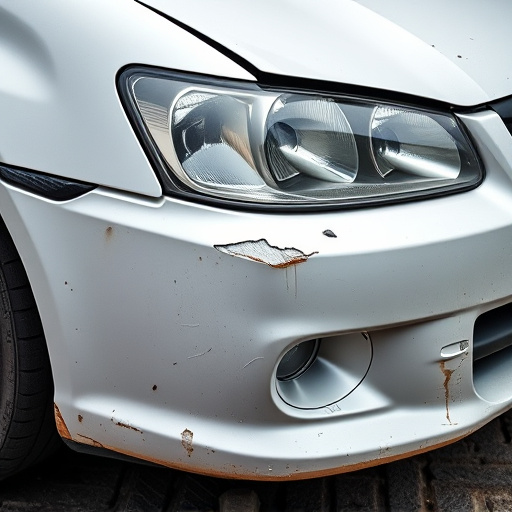 damaged car bumper