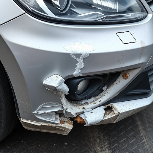 damaged car bumper