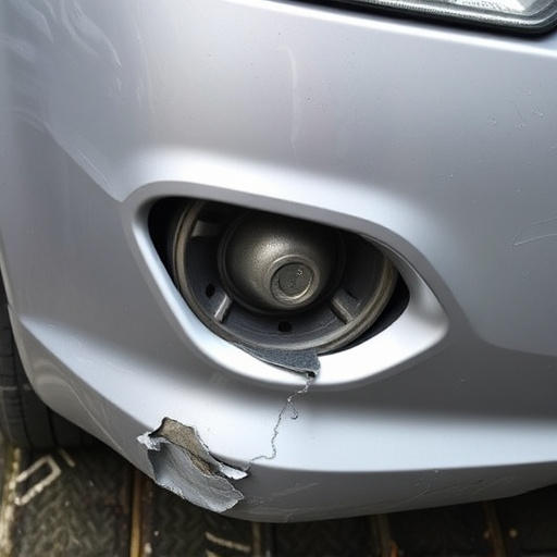 damaged car bumper