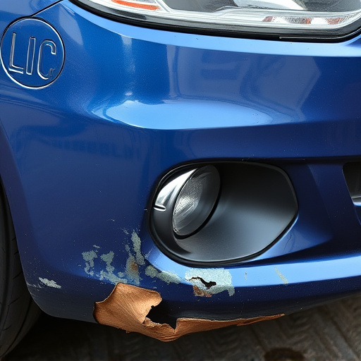 damaged car bumper