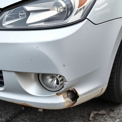 damaged car bumper