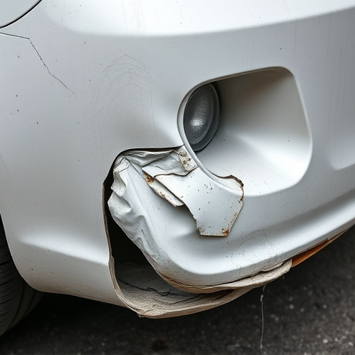 damaged car bumper