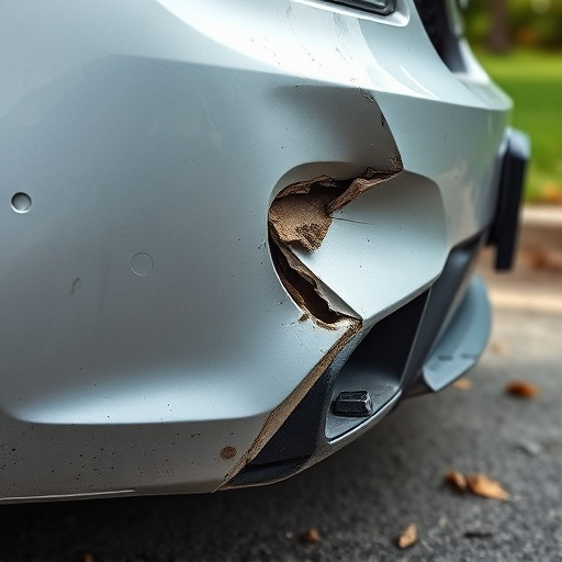 damaged car bumper