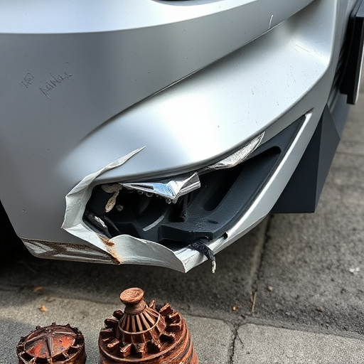 damaged car bumper