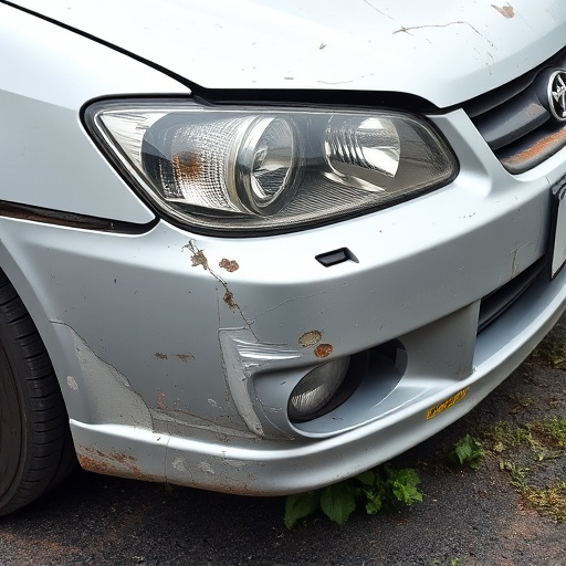 damaged car bumper