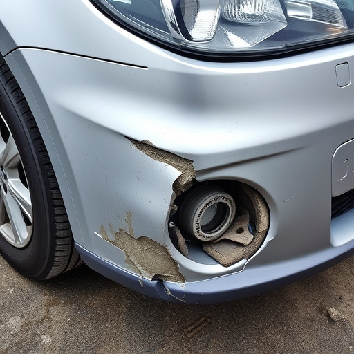 damaged car bumper