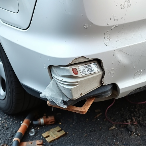 damaged car bumper