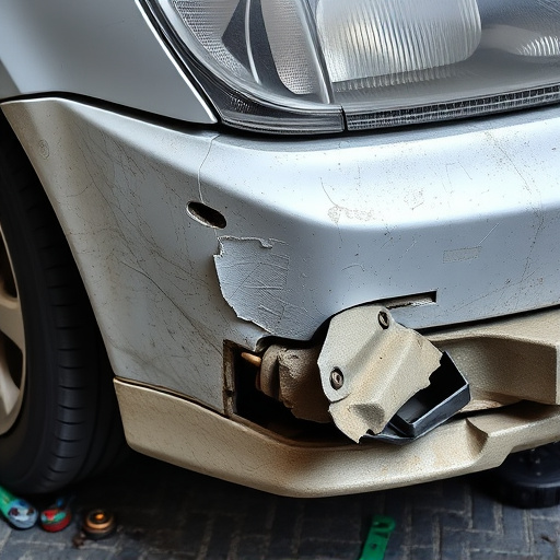 damaged car bumper